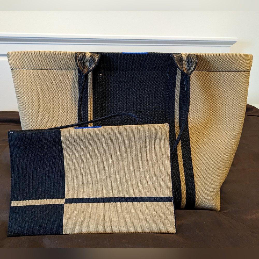 Camel and Black Rothy's Magnetic Essential Tote and Pouch Set EUC